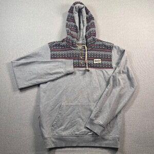 Howler Bros Hoodie Mens M Gray Aztec Tribal Print 1/4 Snap Sweatshirt Outdoors